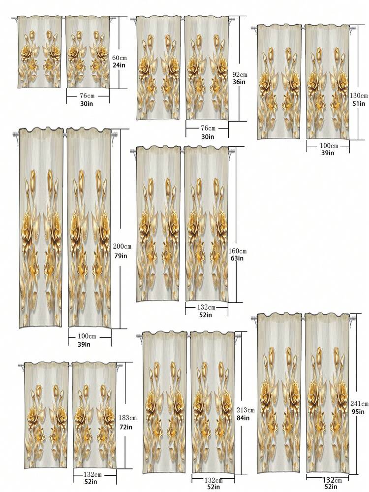 1 Pieza Cortina De Tul Impresa Con Patrón Floral Y De Mariposa - vistoso - Ver 5