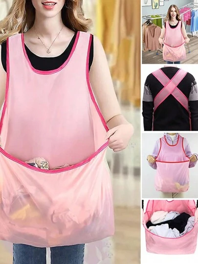 Bärbart torkförkläde, vattentätt tvättförkläde av oxfordtyg med stor kapacitet, justerbart arbetsförkläde med stor ficka, ärmlös torkförkläde, vattentät tvättkorg av oxfordtyg, tvättkorg, förvaringskorg för badrum, korg, förvaringskorg, hopfällbar tvättkorg