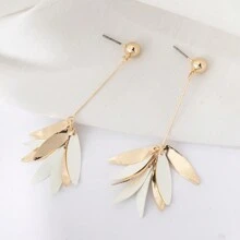1 Pair Fashionable High-End Elegant Pink, Green, Black, Orange, Rose Red, Purple, Red, Ginger Yellow Colorful Dopamine Spray Paint Petal, Water Drop, Leaf, Tassel Long Earrings For Women, Delicate & Sweet, Suitable For Spring/Summer Beach Holiday Gift
