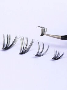 480pcs Mixed Style Faux Mink Eyelash Extensions, Includes Thin, Pointed, And Fluffy Lashes, DIY Eyelash Tray For At-Home Application - D - View 5