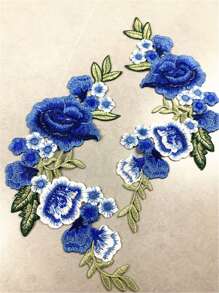 1 对彩色刺绣牡丹花贴片蕾丝边，缝纫工艺用品，多色可选