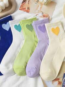 5 Pairs Retro Style Women Long/Mid/Knee-High Socks, Korean Fashion Streetwear Breathable Socks