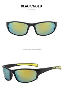 POLASUP 1pc Men's Sports Cycling Glasses For Summer, Suitable For All Seasons, Half Frame With Contrast Double-Color Fluorescent Color, With Silicone Non-Slip Foot Pad, Comfortable And Soft Nose Pad, Polycarbonate Explosion-Proof With Reflective Plating Pc Mirror Anti-Lost Rope And Eyeglass Cloth) Beach Accessories Glasses Shades Easy Comfort Casual Outfits Outdoor Cycling Glasses For Summer Beach Vacation, Outdoor, Travel