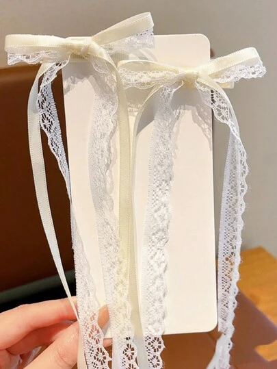 2pcs/Set French Style Ballet Sweet Bow Hair Clip Bow Valentine's Day Valentines Claw Clips Hair Claws Hair Barrettes, School Stuff, Elegant, College, Winter Outfit For Women, Bows, Cute, Hair Accessories, Head Accessories