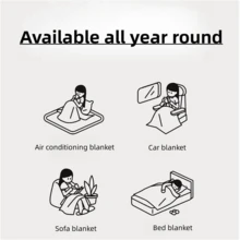 1件單色珊瑚絨柔軟舒適毛毯，友善肌膚，蓬鬆柔軟床罩，多功能毯子多種尺寸適用於旅行、床上、沙發、戶外、辦公室、全季節使用，適合家庭臥室裝飾，適用於沙發、床、椅子 - 雙面床罩 - 彩色 - 查看 11