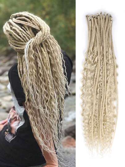 30 Pcs SE Dreadlock Extensions Mixed Sets 3 In 1 Straight Curly Boho Dreads Single Ended Fake Thin Dreadlock Extensions For Women