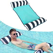 1-Pack Swimming Water Hammock Float, Inflatable Portable Pool Floats For Adults Floating Hammock For Pool Swimming (Black) - Black and White - View 3