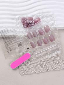 24pcs Short Square Cartoon Nail Tips Set With 1pc Nail File And 1pc Jelly Glue Press On Nails Nail Supplies - Multicolor - View 2