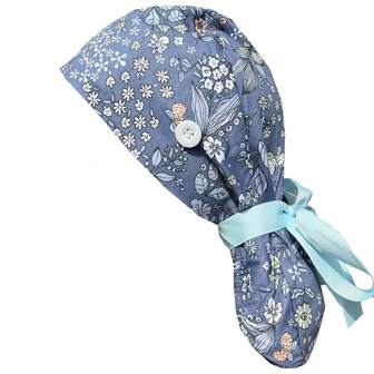 印花手术帽，适合长发、诊所、美容院和其他工作场所万圣节