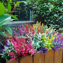 5/12/16 Bunches Artificial Flowers, Valentine's Day & New Year Gift, Outdoor Fake Flowers Decor, UV-Resistant Non-Fading Plastic Plants, Garden Porch Window Sill Decor, Room Decor, Home Decor (Mixed Colors) - Multicolor - View 7