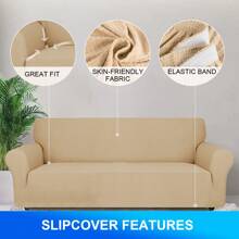 Sofa Cover 1/2/3/4 Seater With Armrest, Stretch Sofa Cover Non-Slip, Modern Sofa Cover For Dogs Pets, Breathable Couch Cover With Elastic Bottom - Beige - View 5