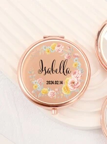 Custom Print: Personalized Name And Greetings! Leather Folding Makeup Mirror, High Definition Glass, 2X Magnifying Lens! Perfect Gift For Mom, Aunt, Grandma, Daughter, Niece, Sister, Bride, Bridesmaid, And More For Holidays, Birthdays, Weddings, Mother's Day, Valentine's Day