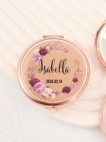 Custom Print: Personalized Name And Greetings! Leather Folding Makeup Mirror, High Definition Glass, 2X Magnifying Lens! Perfect Gift For Mom, Aunt, Grandma, Daughter, Niece, Sister, Bride, Bridesmaid, And More For Holidays, Birthdays, Weddings, Mother's Day, Valentine's Day