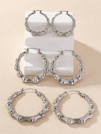 6件/套 超轻竹制耳环，适合派对和日常佩戴