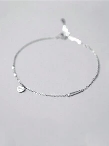1 件 S925 银镀 14k 金心形别针细节简约手链情人节 - 銀色 - 查看 1