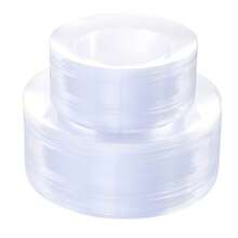 20pcs assiettes plastiques transparentes résistantes, disponibles en 19cm/29cm, réutilisables après lavage, conviennent pour les fêtes, gâteaux, bonbons, snacks, dîners et activités extérieures