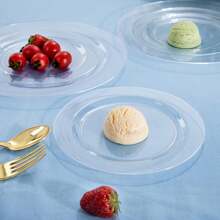 20pcs assiettes plastiques transparentes résistantes, disponibles en 19cm/29cm, réutilisables après lavage, conviennent pour les fêtes, gâteaux, bonbons, snacks, dîners et activités extérieures