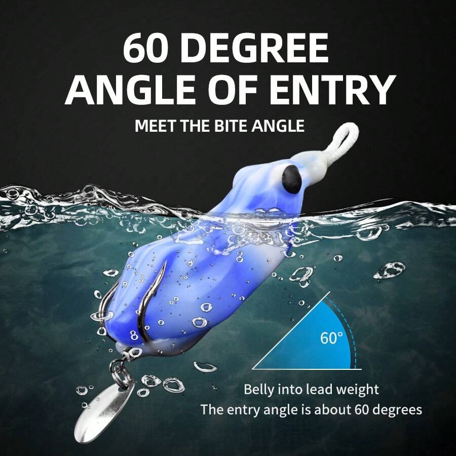 1pc Modified Soft Plastic Frog Lure With Sparkle Upgrade For Better Fishing Results - Blue - View 1