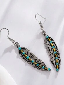 1對復古波西米亞風格優雅香蕉葉形耳環,女用（適合休閒、禮物、日常）