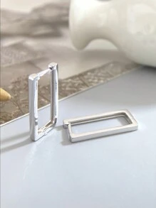 Newsoul 1 Đôi bông tai hình chữ nhật tối giản bằng bạc Sterling S925, kiểu dáng hình giọt nước, món quà trang sức thanh lịch dành cho phụ nữ và bé gái. - Bạc - Xem 7