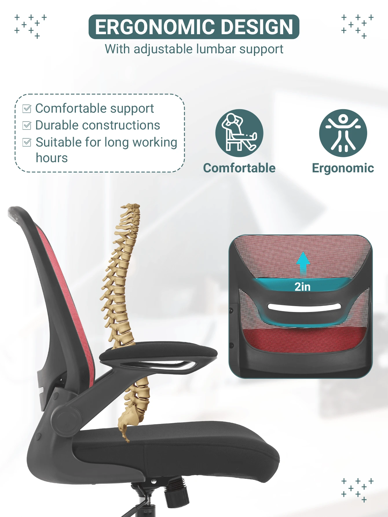 Home Office Chair Ergonomic Desk Chair Mesh Computer Chair With Lumbar