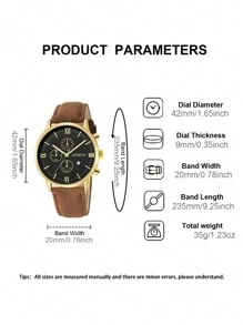 Men's Watch 1 Pc Calendar Feature Stylish Round Dial Quartz Watch Pu Strap Perfect For Everyday Wear, Birthday Gifts, Parties, Holiday Gatherings, And As The Ideal Gift For Yourself Or Friends Boxes Not Included
