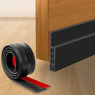 YOUSHARES Draught Excluder For Bottom Of Door, Weather Stripping Door Draft Excluder Self Adhesive Door Draft Sweep Seal For Soundproof (Black)
