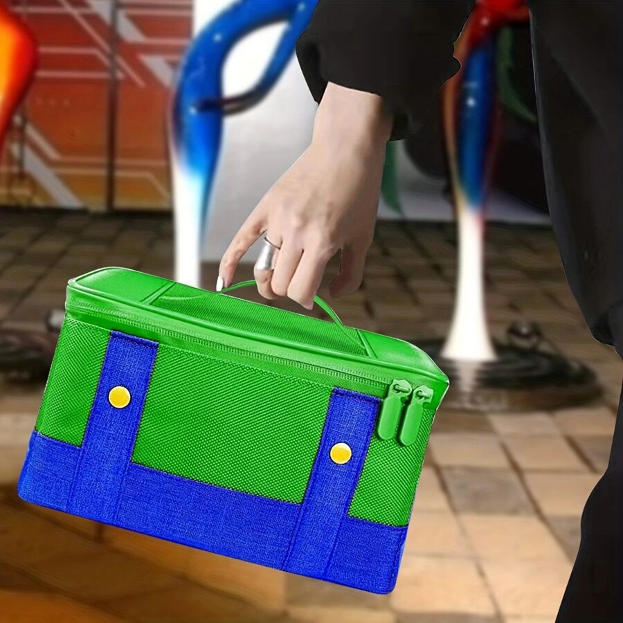 Túi đựng lớn di động có lưới bên trong có thể điều chỉnh tự do Tương thích với Switch/Switch OLED, Vỏ mềm bảo vệ Túi đựng công tắc di động Túi du lịch Tương thích với bảng điều khiển Switch & Phụ kiện Thích hợp để trao đổi quà tặng Giáng sinh với bạn bè - màu xanh lá - Xem 1