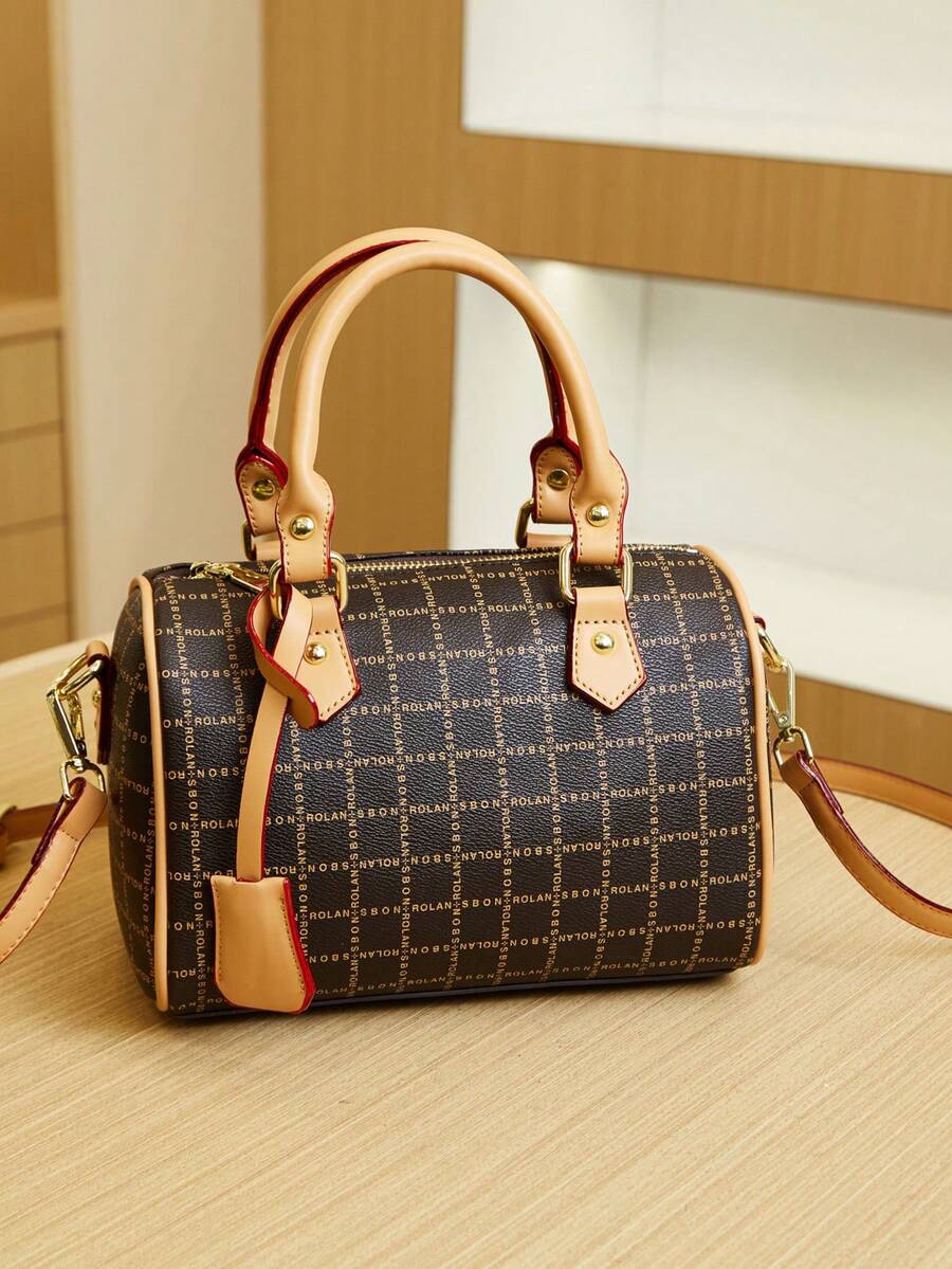 ROLANSBON女士奢華手提包，大容量手提及肩背包，休閒風格媽媽包 - 杏色 - 查看 1