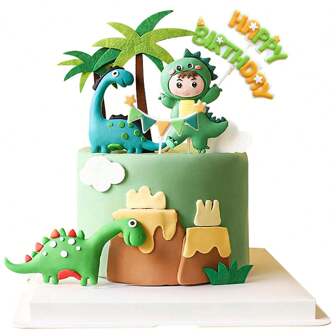 9 Paquetes de Decoraciones de Pastel de Dinosaurio, Decoraciones para Fiesta de Bebé de Dinosaurio, Decoraciones para Cupcakes de Feliz Cumpleaños con Dinosaurio, Decoraciones para Pasteles de Dinosaurio para Fiesta de Cumpleaños de Niños, Fiesta de Bebé, Navidad