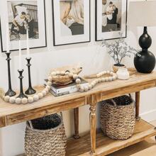 Large Wood Bead Garland With 1.6" Diameter Wooden Beads And Tassels, Decorative Beads Boho Decorations For Home, 39" Long Rustic Farmhouse Country Wood Beads Garland For Home Tiered Tray Decor,Home Decor ,Room Decor,Wall Decor Gifts Birthday Graduation