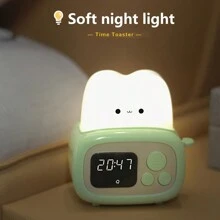 Clock, Lamp, Usb Hub, Sleep Companion, Bedside Night Light, Timer, Wake Up Alarm All In One: Bread-Shaped Design, Suitable For Dorm Rooms And Students - Alarm Clock - View 2