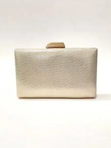 迷你闪亮白色迷彩手拿包晚宴迷人，盒状手拿包水钻细节链条肩带完美新娘婚礼、派对和舞会优雅女士迷你简约色块晚宴包Tready 新娘包，完美派对、婚礼、舞会、晚宴/宴会，搭配婚纱、礼服、舞会礼服、生日礼服、派对礼服 - 米色 - 查看 4