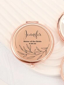 Custom Print: Personalized Name And Greetings! Leather Folding Makeup Mirror, High Definition Glass, 2X Magnifying Lens! Perfect Gift For Mom, Aunt, Grandma, Daughter, Niece, Sister, Bride, Bridesmaid, And More For Holidays, Birthdays, Weddings, Mother's Day, Valentine's Day