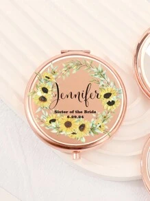 Custom Print: Personalized Name And Greetings! Leather Folding Makeup Mirror, High Definition Glass, 2X Magnifying Lens! Perfect Gift For Mom, Aunt, Grandma, Daughter, Niece, Sister, Bride, Bridesmaid, And More For Holidays, Birthdays, Weddings, Mother's Day, Valentine's Day
