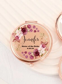 Custom Print: Personalized Name And Greetings! Leather Folding Makeup Mirror, High Definition Glass, 2X Magnifying Lens! Perfect Gift For Mom, Aunt, Grandma, Daughter, Niece, Sister, Bride, Bridesmaid, And More For Holidays, Birthdays, Weddings, Mother's Day, Valentine's Day