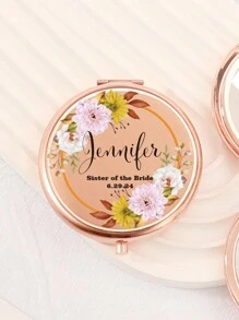 Custom Print: Personalized Name And Greetings! Leather Folding Makeup Mirror, High Definition Glass, 2X Magnifying Lens! Perfect Gift For Mom, Aunt, Grandma, Daughter, Niece, Sister, Bride, Bridesmaid, And More For Holidays, Birthdays, Weddings, Mother's Day, Valentine's Day
