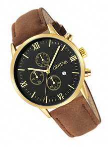 Men's Watch 1 Pc Calendar Feature Stylish Round Dial Quartz Watch Pu Strap Perfect For Everyday Wear, Birthday Gifts, Parties, Holiday Gatherings, And As The Ideal Gift For Yourself Or Friends Boxes Not Included