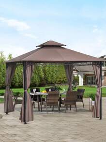 Patio Gazebo Gazebo Tent Gazebo Canopy For Outdoor Patio Backyard Garden With Sidewall,Brown (10' X 10') - Brown - View 1