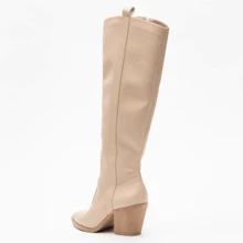 Women Knee-High Boots - 米色 - 查看 2