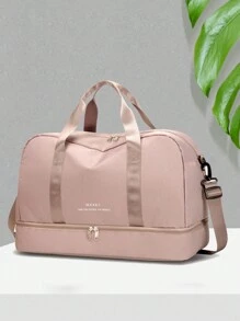 Bolsa de viagem clássica de moda, bolsa de nylon versátil, simples, de cor sólida, para academia, bolsa feminina de fim de semana, com separação seca e molhada, compartimento independente para sapatos, alça de ombro ajustável, bolsa tipo carteiro, adequada para viagens curtas de , viagens, ioga, esportes, fitness.