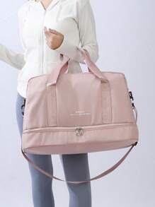 Bolsa de viagem clássica de moda, bolsa de nylon versátil, simples, de cor sólida, para academia, bolsa feminina de fim de semana, com separação seca e molhada, compartimento independente para sapatos, alça de ombro ajustável, bolsa tipo carteiro, adequada para viagens curtas de , viagens, ioga, esportes, fitness.
