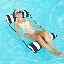 1-Pack Swimming Water Hammock Float, Inflatable Portable Pool Floats For Adults Floating Hammock For Pool Swimming (Black) - Black and White - View 1