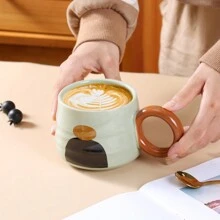 1pc 330ml Ceramic Mug With Modern Abstract Painting Suitable For Home, Couple, Milk, Coffee, Water Back To School