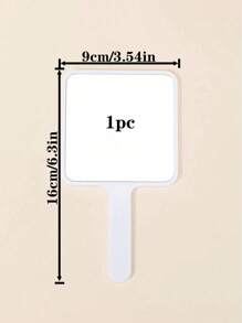 1pc White Square Portable Handheld Cosmetic Mirror, Mini Handheld Comb Mirror, Suitable For Travel, School And Office Use. - White - View 5