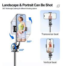 131cm/51.57-Inch Selfie Stick Tripod LED-Light, Detachable Cell Phone Holder, Versatile Extended Extendable Cell Phone Tripod Mount With Wireless Remote Shutter Compatible With IPhone And Android Phones Selfies, Video Recording, Vlogging, Live Streaming - Black - View 4