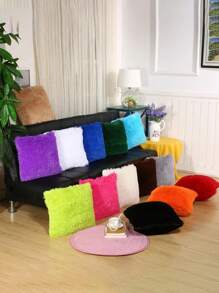 1pc Soft Fluffy Pillows Case Plush Cushion Cover Pink Blue Purple Warm Living Room Bedroom Sofa Decorative Pillows Cover Gifts Birthday Graduation