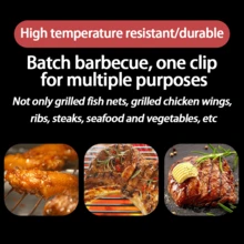 1入大型可折疊不銹鋼燒烤籃,帶手柄適合戶外野營烹飪,適用於烤魚、蝦、蔬菜、配件 - 銀色 - 查看 8