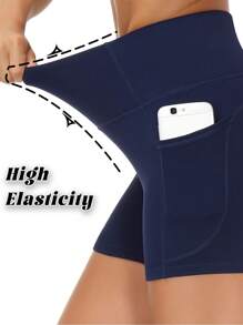 GEMCHO High Waist Yoga Shorts For Women's Tummy Control Fitness Athletic Workout Running Shorts With Deep Pockets Shapewear Shorts Spandex Shorts Stretchy Shorts