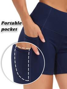 GEMCHO High Waist Yoga Shorts For Women's Tummy Control Fitness Athletic Workout Running Shorts With Deep Pockets Shapewear Shorts Spandex Shorts Stretchy Shorts